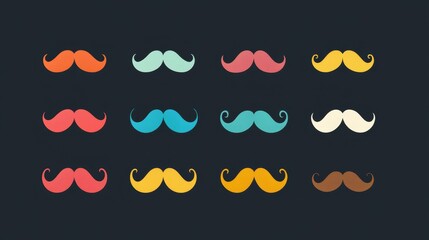 Colorful Collection of Whimsical Mustaches for Creative Designs