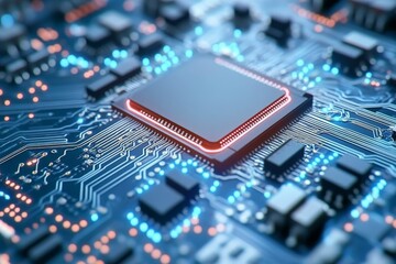 Obraz premium Computer chip designed in the shape of a piggy bank representing the fusion of digital finance tech savings and modern financial management in a symbolic conceptual image