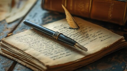 Vintage Writing Tools on Old Manuscript