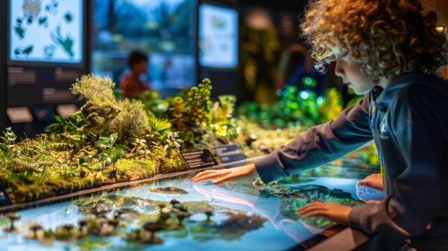 A collection of interactive stations where visitors can learn about different types of ecosystems and their inhabitants.