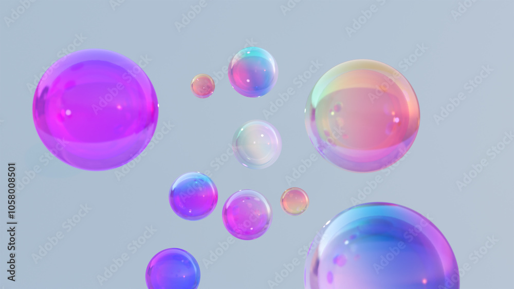 Aufkleber abstract liquid circles on a multicolor background with spacing. 3d design of a rainbow-colored sphe