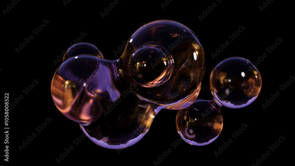Poster abstract floating circles with space on a black background. a 3d-colored sphere with a color spectru