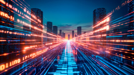 Fototapeta premium Surreal Futuristic Cityscape with AI Inspired Architecture