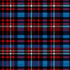 Seamless plaid tartan pattern blue purple red black and white 