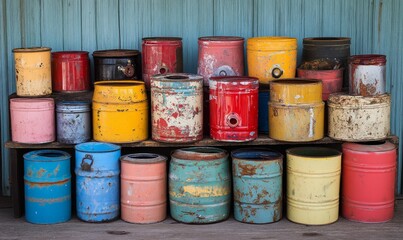 Colored paint cans various types Household Hazardous Waste