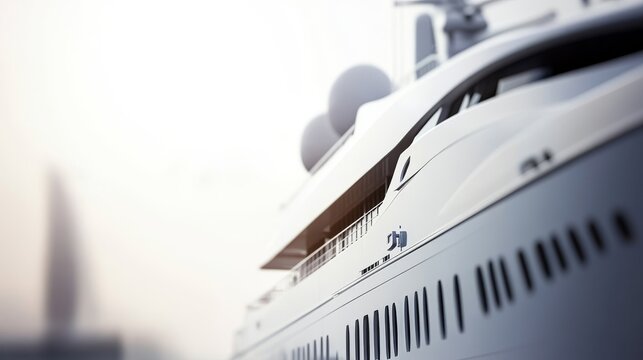 A luxurious yacht glimmers under the soft light, showcasing elegant design and modern features, perfect for high-end lifestyle imagery.