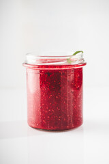 Fresh Raspberries: Juicy, Ripe Berries for a Healthy Summer Snack on a white background