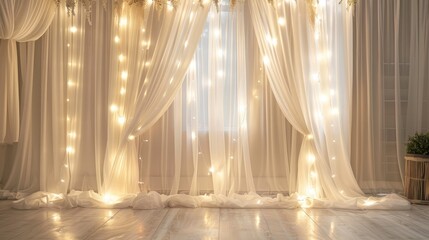 Light curtains and white tulle inside