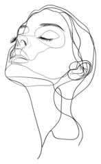 Papier peint photo intissé PNG Hand drawn of woman drawing minimalist face.