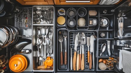 Organized Kitchen Utensils and Cutlery Drawer