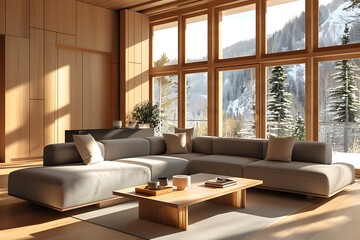 Modern Interior of Stylish Living Room ,Wall Mock Up, Frame , Poster with Beautiful Background, 3d render