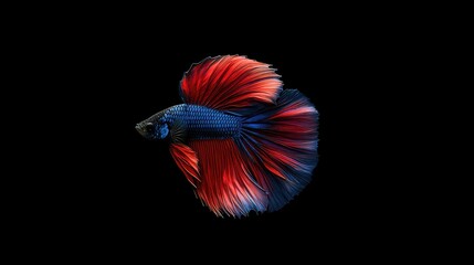 Fototapeta premium Colorful Betta Fish in Motion Against Black Background