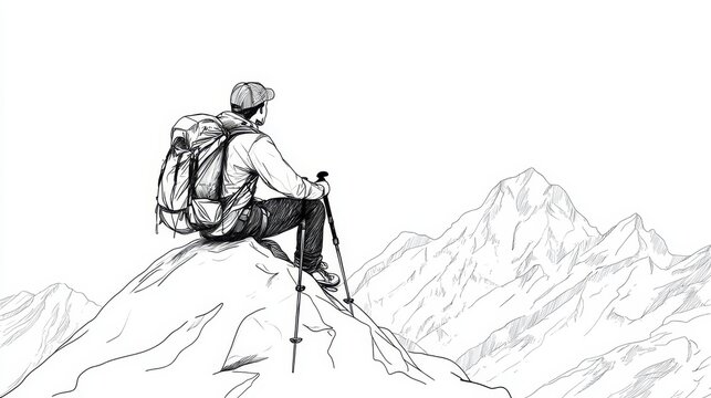 Solitary Hiker Enjoying a Scenic Mountain View