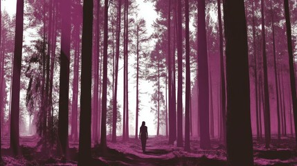 Obraz premium Watercolor Autumn forest landscape background. Beautiful watercolor nature landscape with mountains and forest.Watercolor Autumn illustration design elements for landscape background and wallpaper.