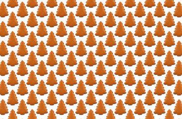 Pattern of christmas tree cookies on white background