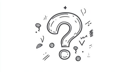 Artistic Sketch of a Question Mark with Decorative Elements