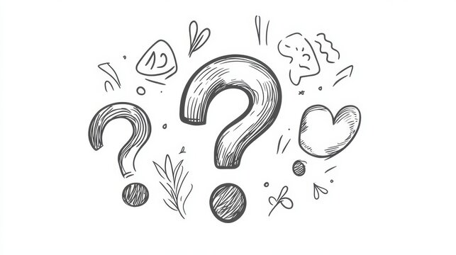 Hand-drawn Sketches of Question Marks and Decorative Elements