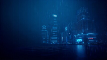 Naklejka premium Futuristic Cityscape Silhouette in Neon Colors Representing Urban Dystopia with Copy Space