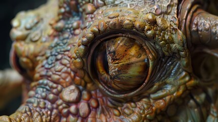 Fototapeta premium An upclose look at a sculpture of a creature from a science fiction book with realistic textures and lifelike features.