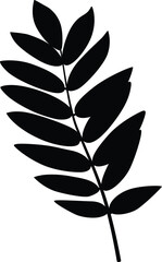 A black silhouette of a leaf from a tree