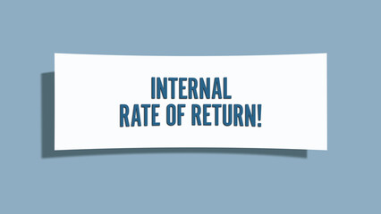 Internal Rate of Return. A card isolated on blue background.