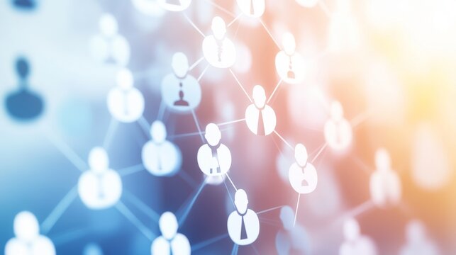 Abstract concept of social connections and networking represented by silhouettes of people on a digital background.