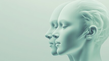 Abstract profile of two serene faceless figures illustrating duality and tranquility in a minimalistic design.