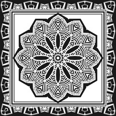 Monochrome black and white bandana with african style pattern. Version 2. Vector illustration