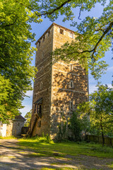 Fototapeta premium Details of the castle Schaumburg Tower in Lower Saxony, Germany