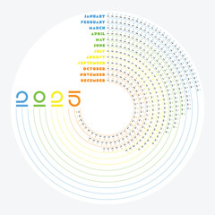 Colorful Circular 2025 Calendar creative design