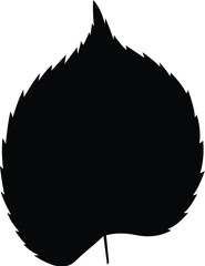 A black silhouette of a leaf from a tree
