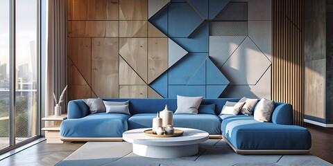 Modern Interior of Stylish Living Room ,Wall Mock Up, Frame , Poster with Beautiful Background, 3d render