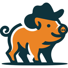 cowboy with a pig
