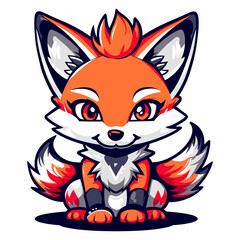 Gambar kartun kucing dengan ekor bertuliskan rubah