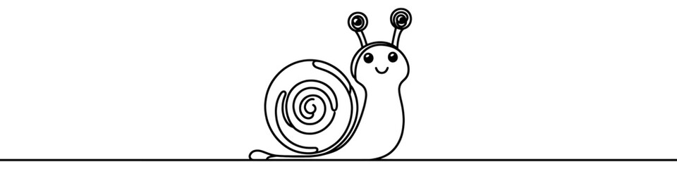 Simple line art illustration of a snail crawling is perfect for nature and wildlife themed projects © chekman