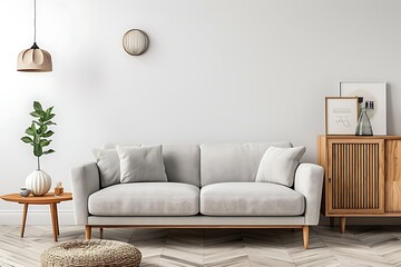 Fototapeta premium Modern Interior of Stylish Living Room ,Wall Mock Up, Frame , Poster with Beautiful Background, 3d render