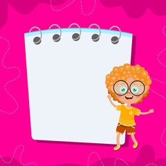 Cute boy with note paper vactor image