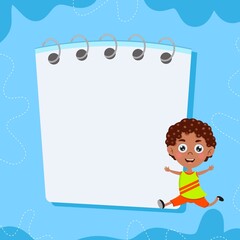 Cute boy with note paper vactor image