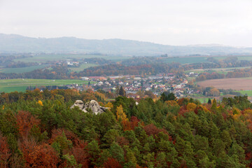 Colorful autumn Landscape in Bohemian Paradise, Czech Republic 
