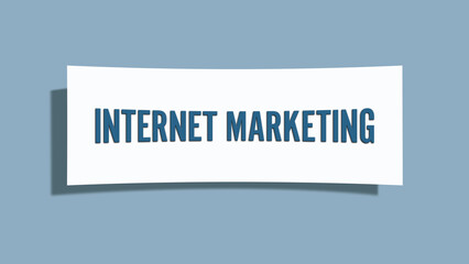 Internet Marketing. A card isolated on blue background.