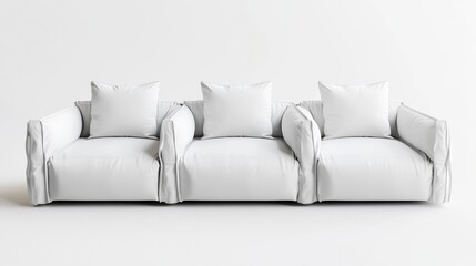 Stylish white couch with soft cushions, perfect for modern interiors and cozy living spaces. A great choice for minimalist designs.