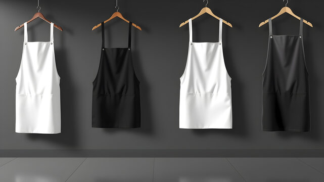White and black aprons, apron mockup, clean apron. Generative AI