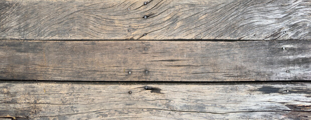 Vintage Grunge Banner with copy-space. Premium, Gray Wood Board Texture Background.