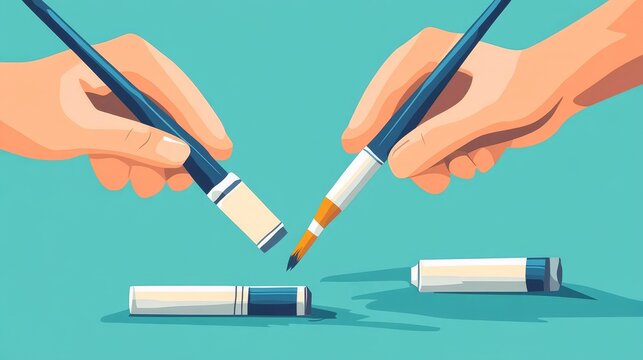 Collaborative Art Supplies Exchange: Hands with Markers and Caps