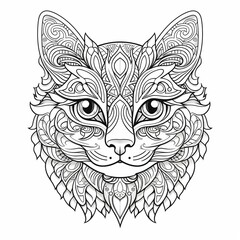 Fototapeta premium Adult coloring page Mandalas big cat