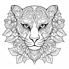 Adult coloring page Mandalas big cat