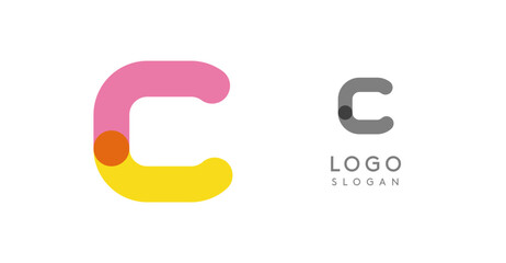 Soft rounded trendy logo, geometric colorful letter C with a modern tech feel, playful monogram design for corporate identity, creative branding, logotype template. Vector logotype