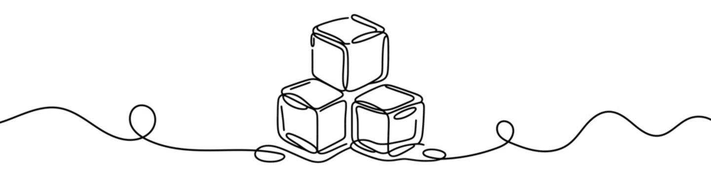 recommend clip art: Continuous line drawing of three ice cubes melting on a surface. Vector illustration.