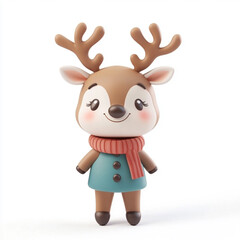 Obraz premium Cute cartoon deer character with a cheerful expression