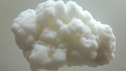 A fluffy white cloud with a soft texture, suspended in a serene atmosphere, perfect for artistic and nature-themed projects.